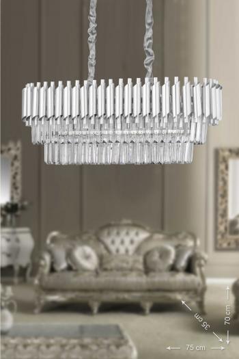 Avizemoda Palmira 75x35 Lik Kristal Taşlı Lüks Avize - (gümüş-yaldız)
