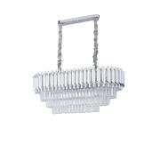 Avizemoda Palmira 75x35 Cm Kristal Taşlı Lüks 3 Katlı Yemek Masası Üstü Avize 6'lı - (Gümüş Yaldız)
