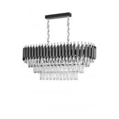 Avizemoda Palmira 75x35 Cm'lik 3 Katlı Prizma Kesim Kristal Taşlı Lüks Avize 6'lı - (siyah-krom)