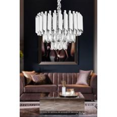 Avizemoda Palmira 35'lik Prizma Kesim Kristal Taşlı Lüks Avize - (GÜMÜŞ-YALDIZ)