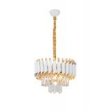 Avizemoda Palmira 35 lik Prizma Kesim Kristal Taşlı Lüks Salon Avize - (Beyaz Gold)
