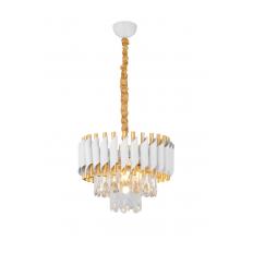 Avizemoda Palmira 35 lik Prizma Kesim Kristal Taşlı Lüks Salon Avize - (Beyaz Gold)