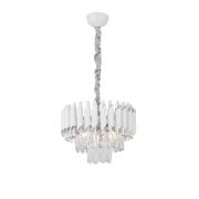 Avizemoda Palmira 35 lik Prizma Kesim Kristal Taşlı Lüks Salon Avize - (Beyaz Krom)