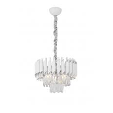 Avizemoda Palmira 35 lik Prizma Kesim Kristal Taşlı Lüks Salon Avize - (Beyaz Krom)