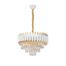 Avizemoda Palmira 45 lik Prizma Kesim Kristal Taşlı Lüks Salon Avize - (Beyaz Gold)