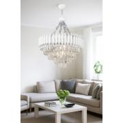 Avizemoda Palmira 55'lik Prizma Kesim Kristal Taşlı Lüks Salon Avize - (Beyaz Krom)