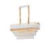 Avizemoda Palmira 75x35 Cm'lik 3 Katlı Prizma Kesim Kristal Taşlı Lüks Avize 6'lı - (Beyaz Gold)
