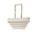 Avizemoda Palmira 75x35 Cm'lik 3 Katlı Prizma Kesim Kristal Taşlı Lüks Avize 6'lı - (Beyaz Gold)