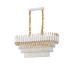 Avizemoda Palmira 75x35 Cm'lik 3 Katlı Prizma Kesim Kristal Taşlı Lüks Avize 6'lı - (Beyaz Gold)