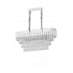 Avizemoda Palmira 75x35 Cm'lik 3 Katlı Prizma Kesim Kristal Taşlı Lüks Avize 6'lı - (Beyaz Krom)