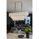 Avizemoda Palmira 75x35 Cm'lik 3 Katlı Prizma Kesim Kristal Taşlı Lüks Avize 6'lı - (Beyaz Krom)
