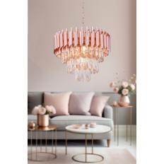 Avizemoda Palmira 40 cm'lik Kristal Taşlı Salon Oturma Odası Lüks Avize - (Rose Gold)