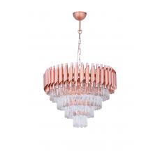 Avizemoda Palmira 50 cm'lik Kristal Taşlı Salon Oturma Odası Lüks Avize - (Rose Gold)