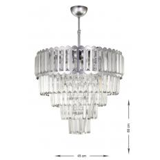 Avizemoda Lora 45 Cm'lik Kristal Cam Taşlı Lüks Avize - (gümüş Yaldız)