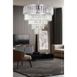 Avizemoda Lora 45 Cm'lik Kristal Cam Taşlı Lüks Avize - (gümüş Yaldız)