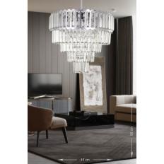 Avizemoda Lora 45 Cm'lik Kristal Cam Taşlı Lüks Avize - (gümüş Yaldız)