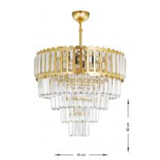Avizemoda Lora 45 Cm'lik Kristal Cam Taşlı Lüks Avize - (sarı Yaldız)