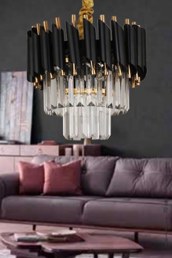 Avizemoda Palmira 30'luk Kristal Taşlı Lüks Avize - (siyah-gold)