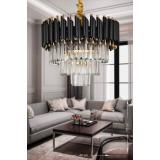 Avizemoda Palmira 40'lık Kristal Taşlı Lüks Avize - (siyah-gold)