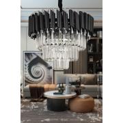 Avizemoda Palmira 40'lık Kristal Taşlı Lüks Avize - (siyah-krom)