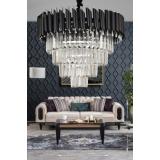 Avizemoda Palmira 50'lik Kristal Taşlı Lüks Avize - (siyah-krom)