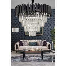 Avizemoda Palmira 50'lik Kristal Taşlı Lüks Avize - (siyah-krom)
