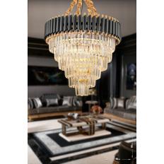 Avizemoda Palmira 60 Cm'lik Kristal Taşlı Lüks Avize 6'lı - (siyah-gold)