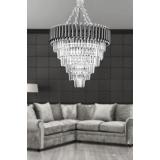 Avizemoda Palmira 60 Cm'lik Kristal Taşlı Lüks Avize 6'lı - (siyah-krom)