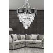 Avizemoda Palmira 60 Cm'lik Kristal Taşlı Lüks Avize 6'lı - (siyah-krom)