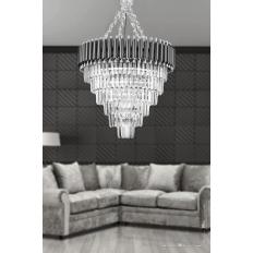 Avizemoda Palmira 60 Cm'lik Kristal Taşlı Lüks Avize 6'lı - (siyah-krom)