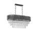Avizemoda Palmira 75x35 Cm Kristal Taşlı Lüks 3 Katlı Yemek Masası Üstü Avize 6'lı - (siyah-krom)
