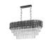Avizemoda Palmira 75x35 Cm Kristal Taşlı Lüks 3 Katlı Yemek Masası Üstü Avize 6'lı - (siyah-krom)