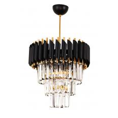 Avizemoda Palmira 35'lik Kristal Taşlı Lüks Avize - ( Siyah - Gold )