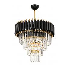 Avizemoda Palmira 45'lik Kristal Taşlı Lüks Avize - (SİYAH-GOLD)