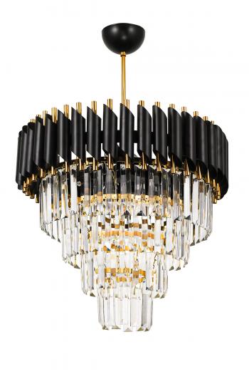 Avizemoda Palmira 45'lik Kristal Taşlı Lüks Avize - (SİYAH-GOLD)