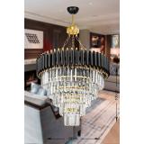 Avizemoda Palmira 55 Cm'lik Kristal Taşlı Lüks Avize 5'li - (siyah-gold)