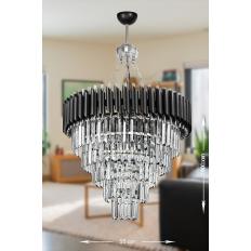 Avizemoda Palmira 55 Cm'lik Kristal Taşlı Lüks Avize 5'li - (siyah-krom)