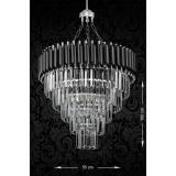 Avizemoda Palmira 55 Cm'lik Kristal Taşlı Lüks Avize 5'li - (siyah-krom)