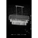 Avizemoda Palmira 75x35 Cm Kristal Taşlı Lüks Yemek Masası Üstü Avize 6'lı - (SİYAH-KROM)