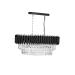 Avizemoda Palmira 75x35 Cm Kristal Taşlı Lüks Yemek Masası Üstü Avize 6'lı - (SİYAH-KROM)
