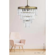 Avizemoda Linsa 35 Cm'lik Kristal Cam Taşlı Lüks Avize - (ESKİTME RENK)