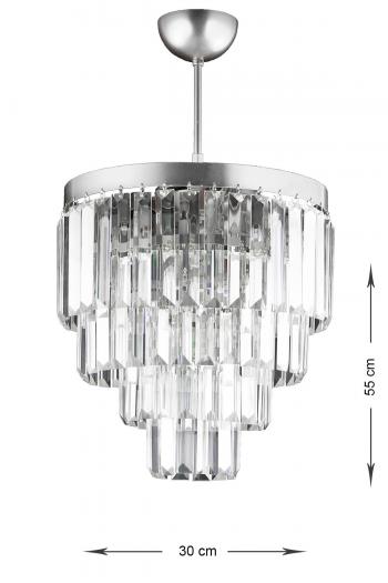 Avizemoda Linsa 35 Cm'lik Kristal Cam Taşlı Lüks Avize - (GÜMÜŞ YALDIZ)