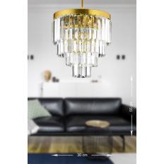 Avizemoda Linsa 35 Cm'lik Kristal Cam Taşlı Lüks Avize - (SARI YALDIZ)