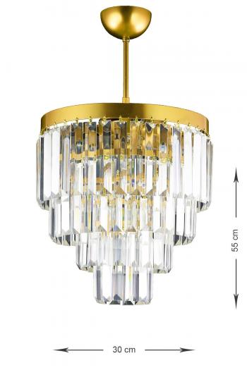 Avizemoda Linsa 35 Cm'lik Kristal Cam Taşlı Lüks Avize - (SARI YALDIZ)