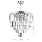 Avizemoda Linsa 45 Cm'lik Kristal Cam Taşlı Lüks Avize - (GÜMÜŞ YALDIZ)