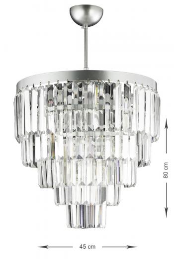Avizemoda Linsa 45 Cm'lik Kristal Cam Taşlı Lüks Avize - (GÜMÜŞ YALDIZ)