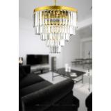 Avizemoda Linsa 45 Cm'lik Kristal Cam Taşlı Lüks Avize - (SARI YALDIZ)