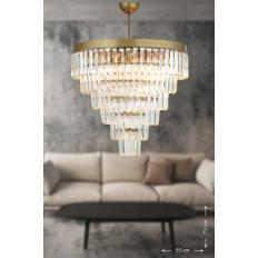 Avizemoda Linsa 55 cm'lik Kristal Cam Taşlı Lüks Avize - (eskitme Renk)