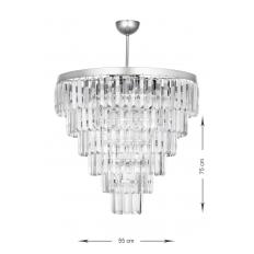 Avizemoda Linsa 55 Cm'lik Kristal Cam Taşlı Lüks Avize - (gümüş Yaldız)