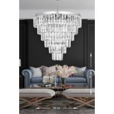 Avizemoda Linsa 55 Cm'lik Kristal Cam Taşlı Lüks Avize - (gümüş Yaldız)